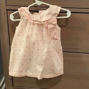 Pink Polka dot baby dress with bow detail